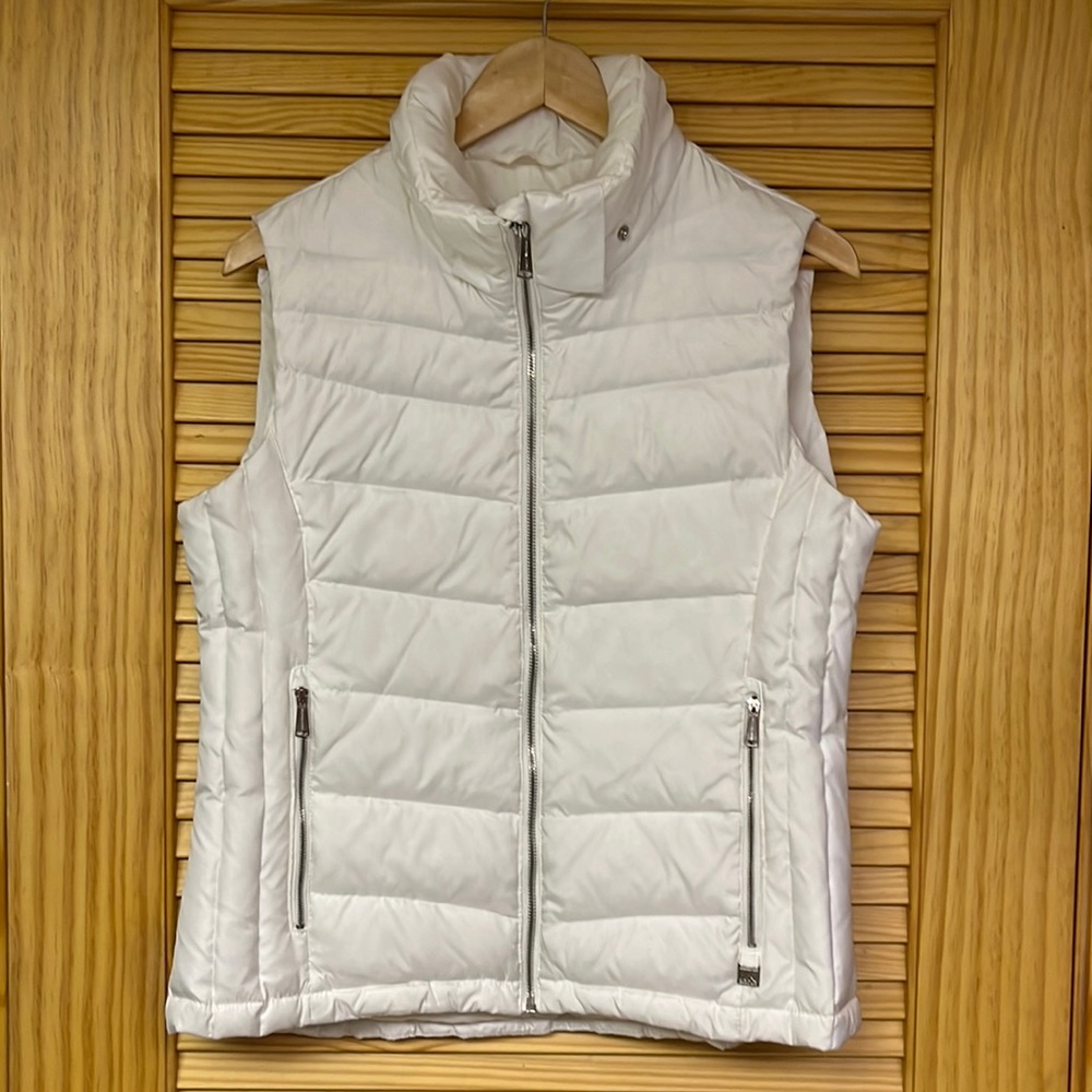 Michael Kors white zip up puffer vest